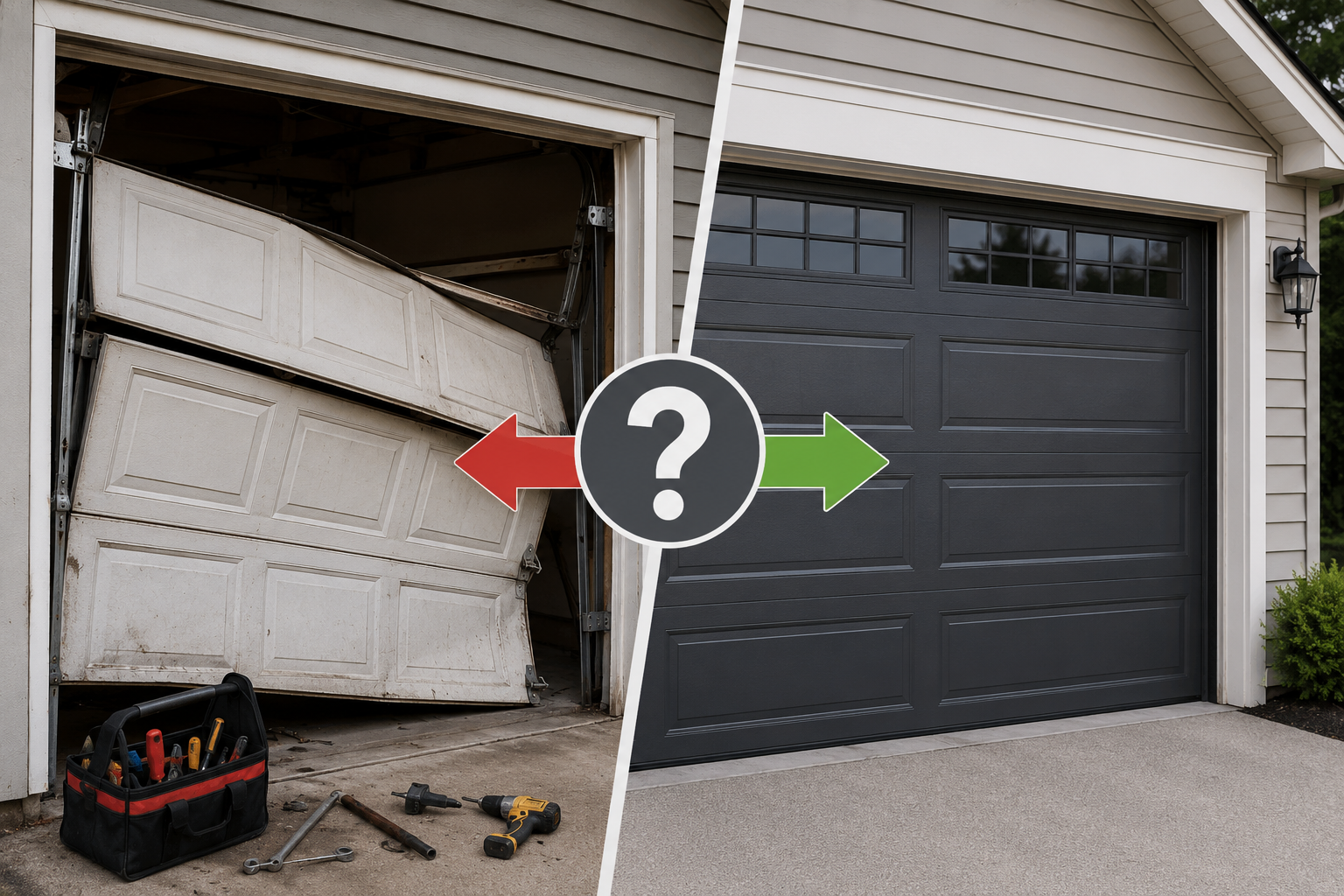 Broken Garage Door Should You Repair It or Replace It A Monroe Homeowner's Guide